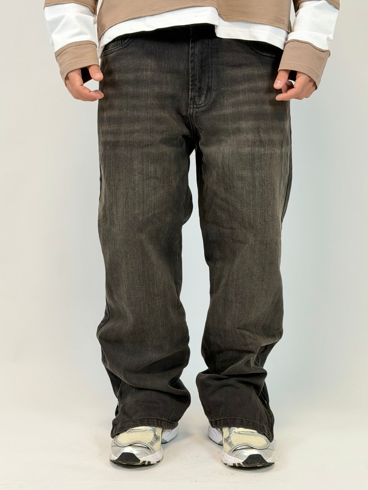 JEANS FLARE ZIP MORO