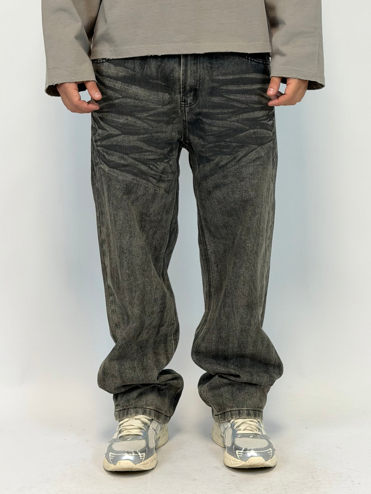 JEANS GRIGIO SPORCATO