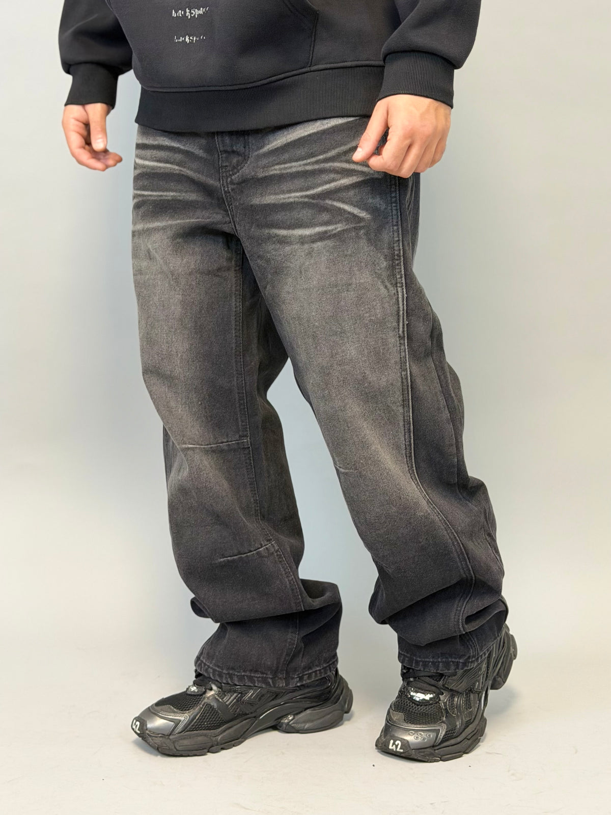 JEANS BAGGY NERO SFUMATO